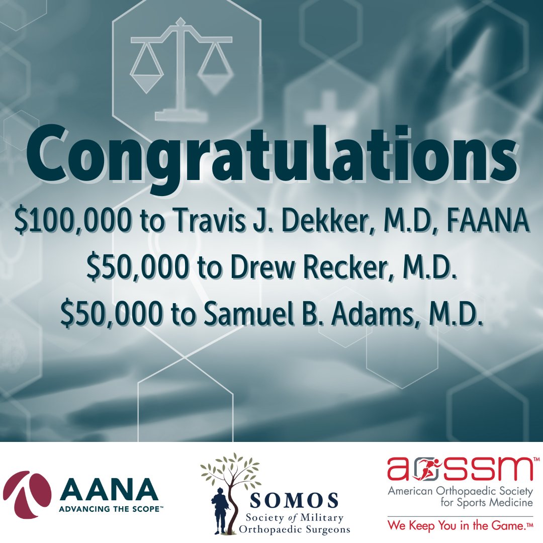 Congratulations to the 2024 MAST research grant funding recipients! Learn more about the recipients: bit.ly/3OoE1lb

<a href="/aossm1972/">AOSSM</a> <a href="/MilOrtho/">Society of Military Orthopaedic Surgeons</a>