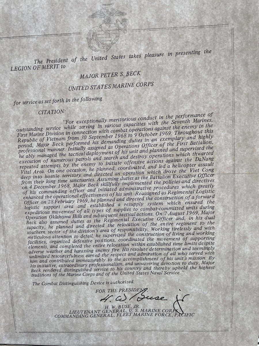 ⁦<a href="/USMC/">U.S. Marines</a>⁩ Legion of Merit citation for Maj Peter S. Beck 
1/7 Vietnam ‘68-‘69
⁦<a href="/1st_Marine_Div/">1st Marine Division</a>⁩