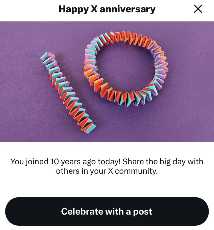 ⠀
11.11.2024  🎈
10 Awesome Years 🎉🥳🎊

Joined on:  11.11.2014 ♥️
1st Ac. Joined on:  20.01.2010 💔

Thx 🖤 #Twitter #X
#MyXAnniversary
#MyTwitterAnniversary