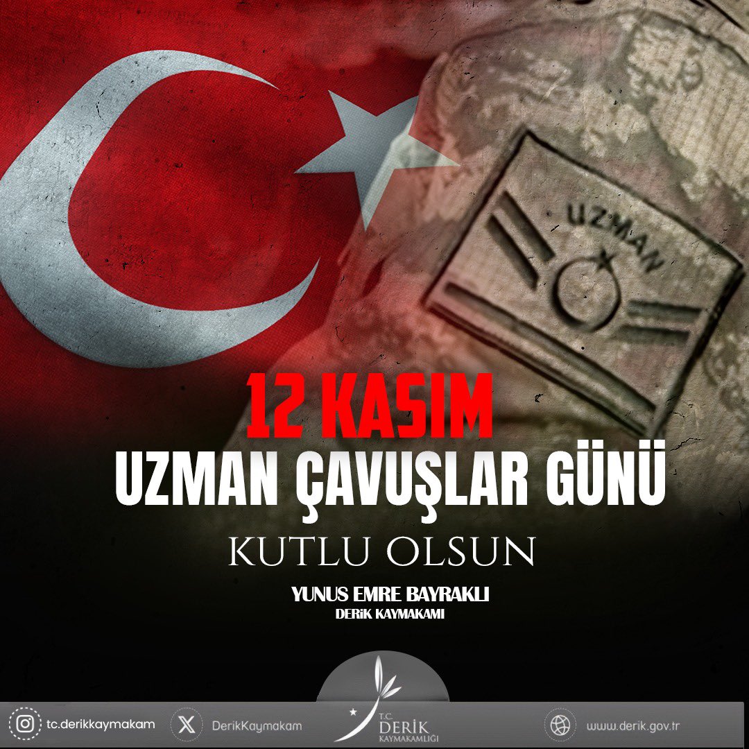 12 Kasım Uzman Çavuşlar Günü Kutlu Olsun.🇹🇷
<a href="/Mardin_Valiligi/">Mardin Valiliği</a> <a href="/tuncay_akkoyun/">Tuncay Akkoyun</a>
