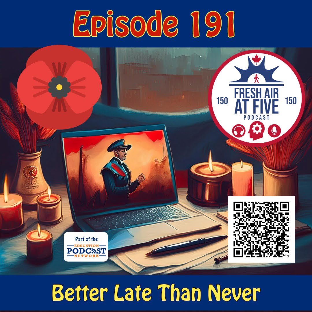 💨🕔FreshAirAtFive (@freshairatfive) on Twitter photo Lest we Forget
Dropped <a href="/FreshAirAtFive/">💨🕔FreshAirAtFive</a> E191 today “Better Late Than Never” as it’s been 2 Weeks. Thanks for your patience as it’s been full: webinar, Halloween, report cards and sooo much more.
bit.ly/E191FreshAirAt… Lest we Forget
Dropped <a href="/FreshAirAtFive/">💨🕔FreshAirAtFive</a> E191 today “Better Late Than Never” as it’s been 2 Weeks. Thanks for your patience as it’s been full: webinar, Halloween, report cards and sooo much more.
bit.ly/E191FreshAirAt…