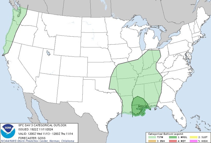LimWeather's tweet photo. D3 #MarginalRisk in S US esp #NewOrleans,#BatonRouge,#Metairie,#Kenner,#MobileAL,#Prichard,#Saraland,#Fairhope,#DaphneAL,#Foley,#JacksonMS,#Biloxi,#Pascagoula,#Gulfport,#Hattiesburg,#LaurelMS
5%#SevereWx risk
#Wxtwitter #Wxx #SPC #Hail #Wind #Tornado #DixieAlley #LAwx #MSwx #ALwx https://t.co/UNxF54KqQM