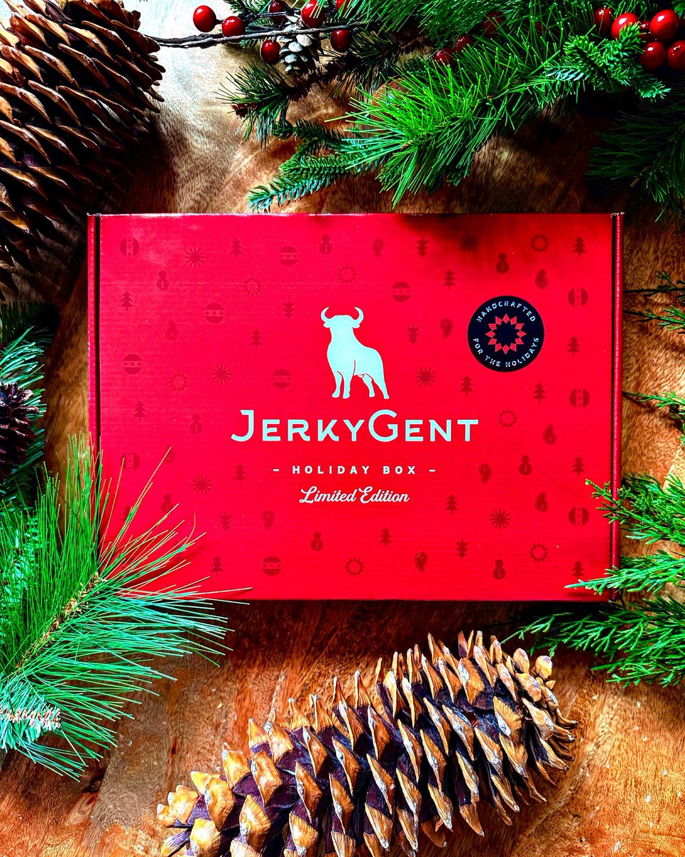 Wish them a MEATY Christmas! 🥩 Our Limited Edition Holiday Gift Box includes 7 festive flavors of premium beef jerky! Order now and pick your ship date at checkout. 🎁🎄 JerkyGent.com #Gifts #BeefJerky #GiftIdea #HolidayGifts #Delicious