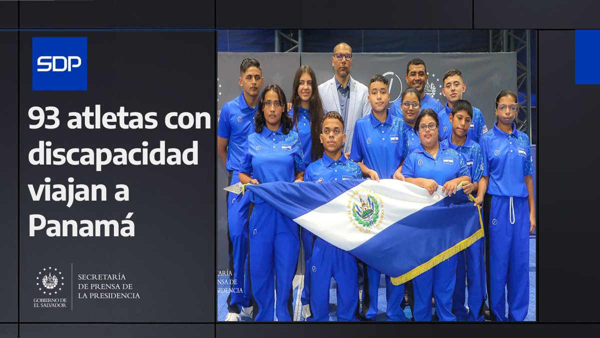 SecPrensaSV's tweet photo. #Codicader2024 | “Este es el símbolo más importante de nuestro país, que todos ustedes van a portar en representación de los más de 7 millones de salvadoreños que están tanto dentro de El Salvador como fuera de nuestras fronteras”, comentó presidente ad honorem del Instituto Nacional de los Deportes de El Salvador (@indeselsalvador), @ybukele. Los detalles: https://t.co/bpaMd9lYMP. #SecretaríaDePrensa