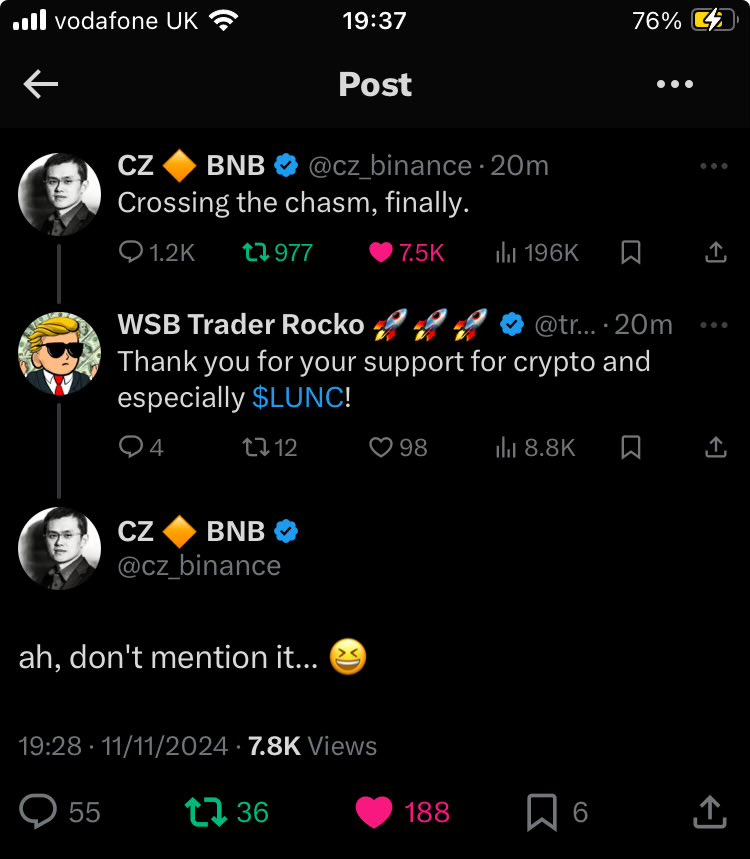 traderrocko's tweet photo. $LUNC community loves CZ, thank you sir ❤️ https://t.co/sE1G75hvdL