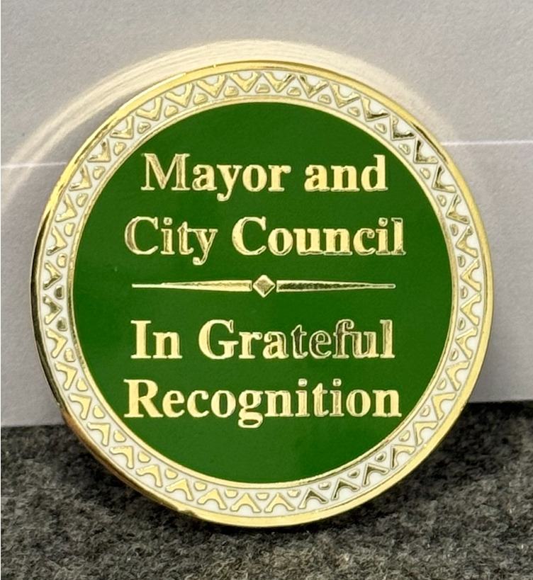 Honored to start a new tradition on City Council—challenge coins! These are a token of our appreciation, and a way for the Mayor &amp; Council to say thank you to those who make our community better.

Councilmember Wu, and I were introduced to this tradition during our time in