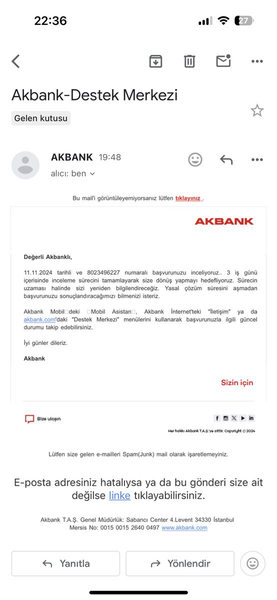 meltavukcuoglu's tweet photo. Yalandan destek maili atmayın arkadaşım destek olun, kaç tane insan yazdı bi tane tweet attım da. Sözde TR hatrı sayılır bankası olcaksınız. @Akbank https://t.co/yRuebz7osK