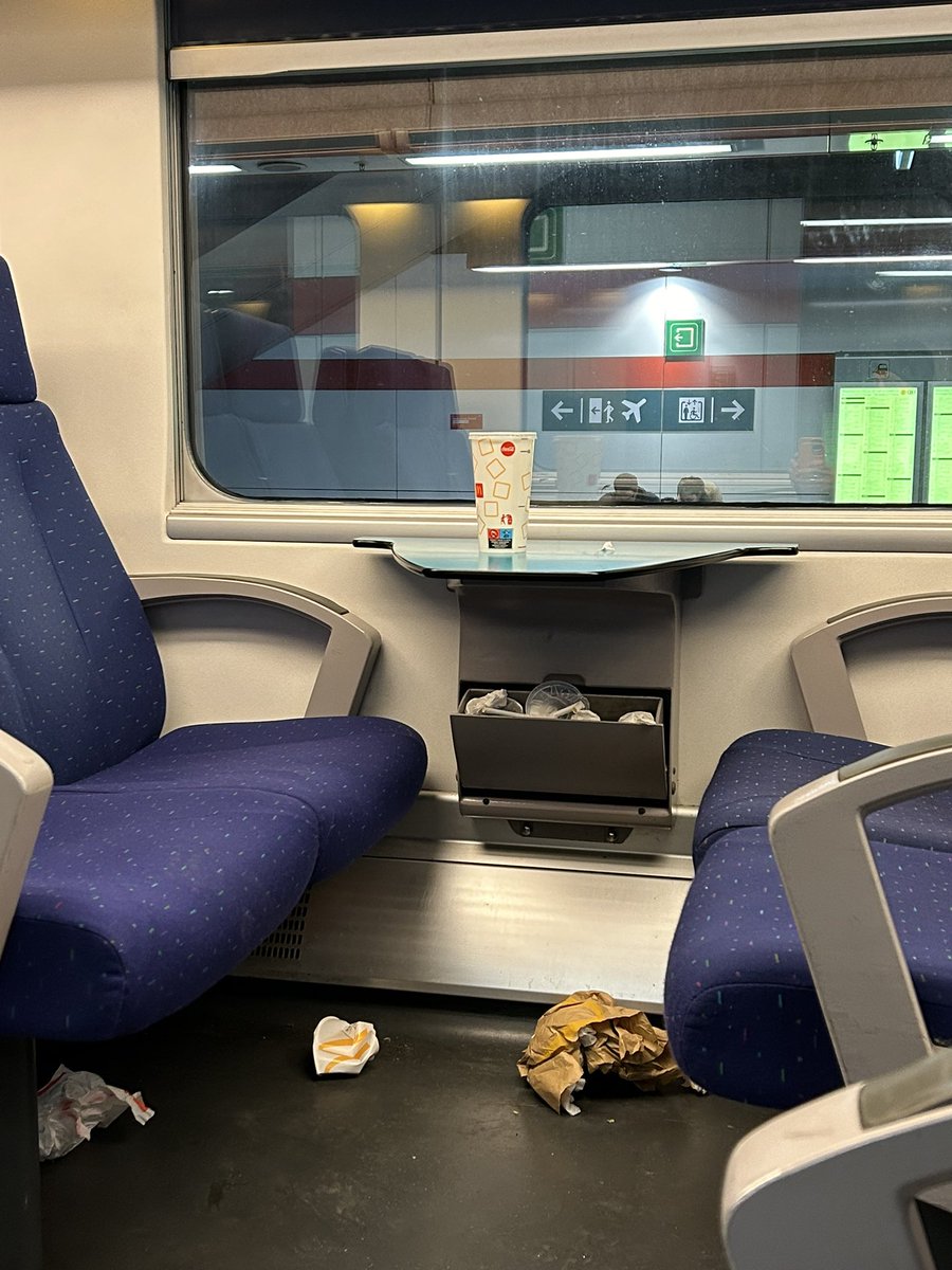 <a href="/SNCB/">SNCB</a> You shouldn’t ask money (or give a major discount) for this. The whole train is filthy. <a href="/BrusselsAirport/">Brussels Airport</a> the escalators are not working. Rage mode off 🙂