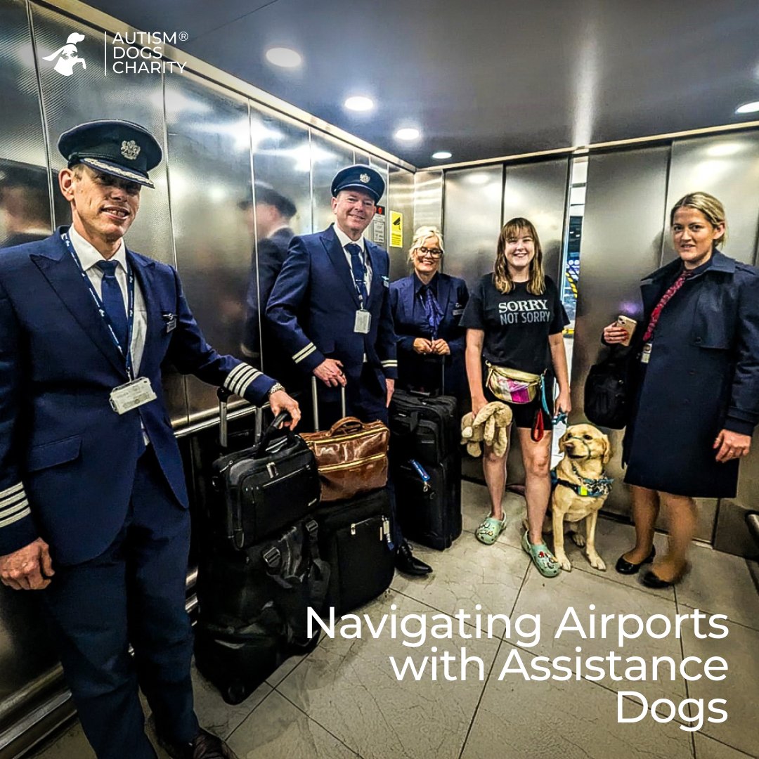 Airports can be overwhelming for autistic individuals, but assistance dogs provide calm and support. Did you know? They can lower stress levels, helping handlers stay focused and grounded. Here’s Aoife &amp; her AD Chase on their journey! 🐶✨ #AutismAwareness #AccessibleTravel