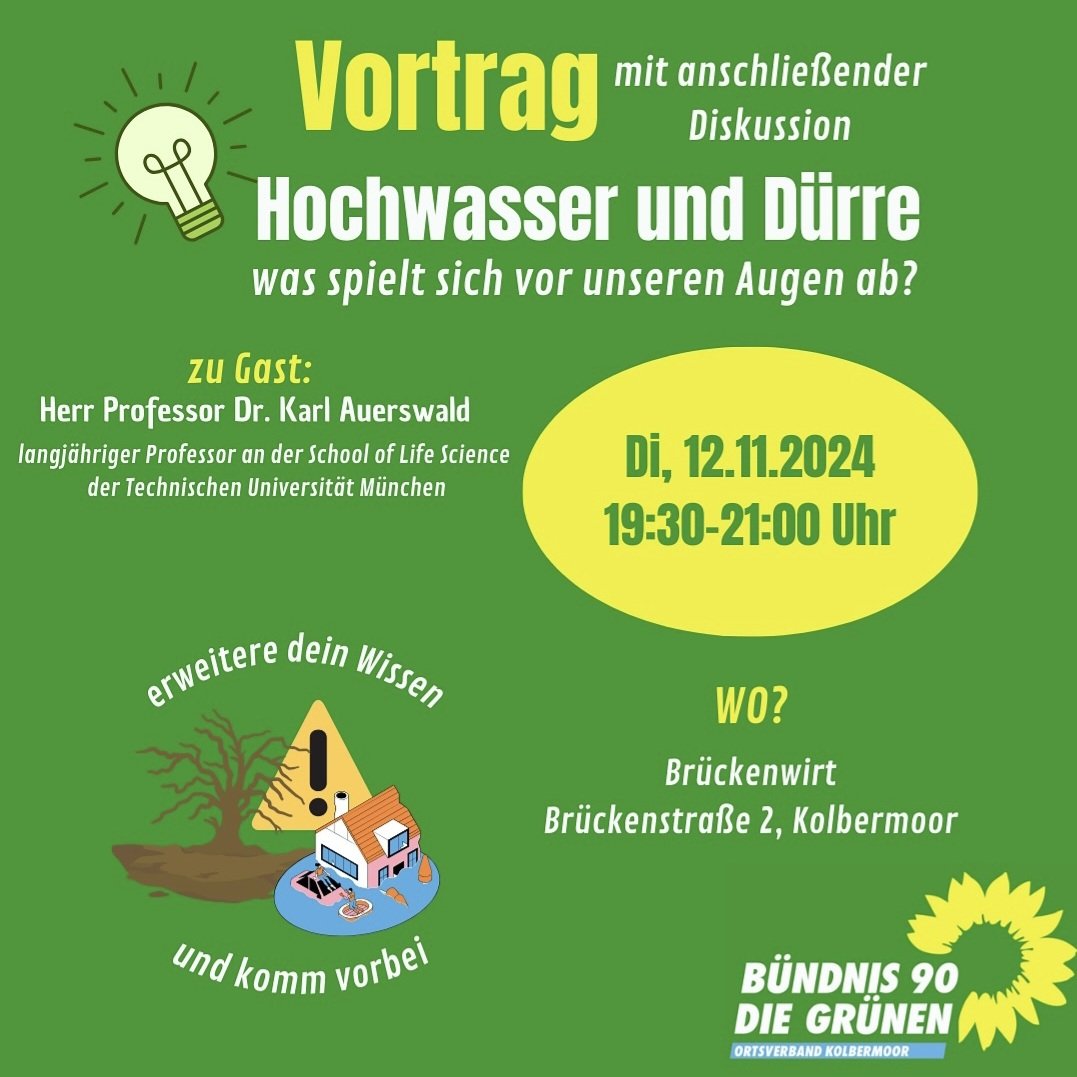 Die #Grünen in #Kolbermoor laden ein:
#Hochwasser #Dürre #Klima