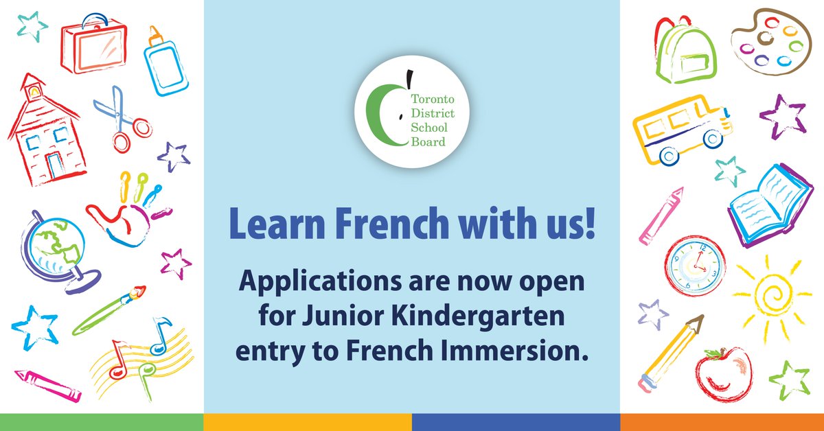 📣 Exciting news! Applications for our Early French Immersion program are officially open. If your child is entering Junior Kindergarten in September 2025, this is a fantastic opportunity for them to become #bilingual.

Learn more: tdsb.on.ca/EarlyFrenchImm…