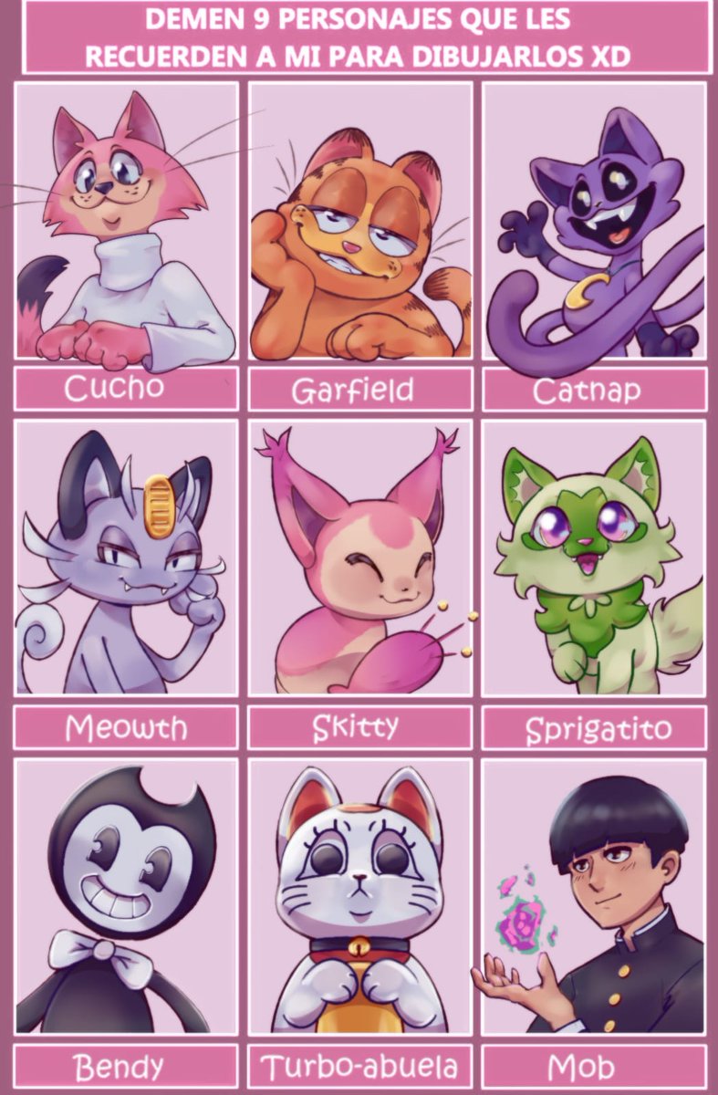 Max0xaN's tweet photo. Mis amigos me dieron 9 personajes que les recordara a mi y aquí ya estan todos jejej https://t.co/w2G4wLkkDE