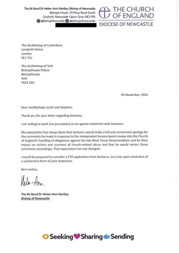 Newcastle Diocese (CofE) (@ncldiocese) on Twitter photo Please note that the letter received from the archbishops was sent on 31 October and
<a href="/BishopNewcastle/">Bishop of Newcastle 🖤🤍🖤🤍🙏</a> replied on 5 November, before the publication of the Makin review. Read Bishop Helen-Ann's response 👉bit.ly/3UIf6fR Please note that the letter received from the archbishops was sent on 31 October and
<a href="/BishopNewcastle/">Bishop of Newcastle 🖤🤍🖤🤍🙏</a> replied on 5 November, before the publication of the Makin review. Read Bishop Helen-Ann's response 👉bit.ly/3UIf6fR