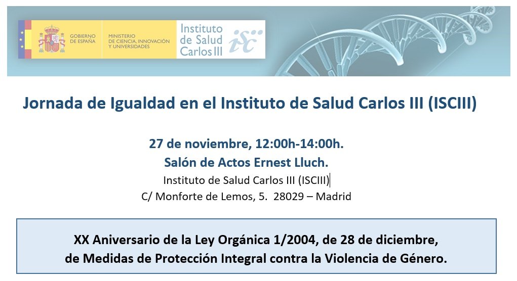 mariabelensanz's tweet photo. 27 noviembre 12:00h: Jornada en el @SaludISCIII - Impacto de la Ley Orgánica de Medidas de Protección Integral contra la Violencia de Género en la Prevencion y Respuesta Sanitaria a la Violencia contra las Mujeres.
https://t.co/EShCgTgu3R https://t.co/dhHMIbRzpL
