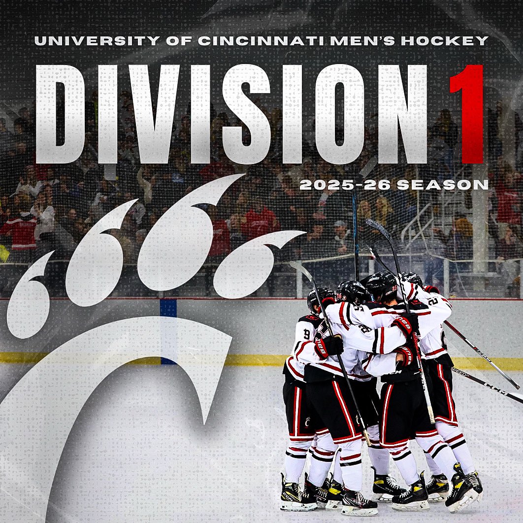 UCIceHockey's tweet photo. The (Bear)cat is out of the bag…WE’RE MOVING UP!

#1Team1Mission https://t.co/zekrh00VxC