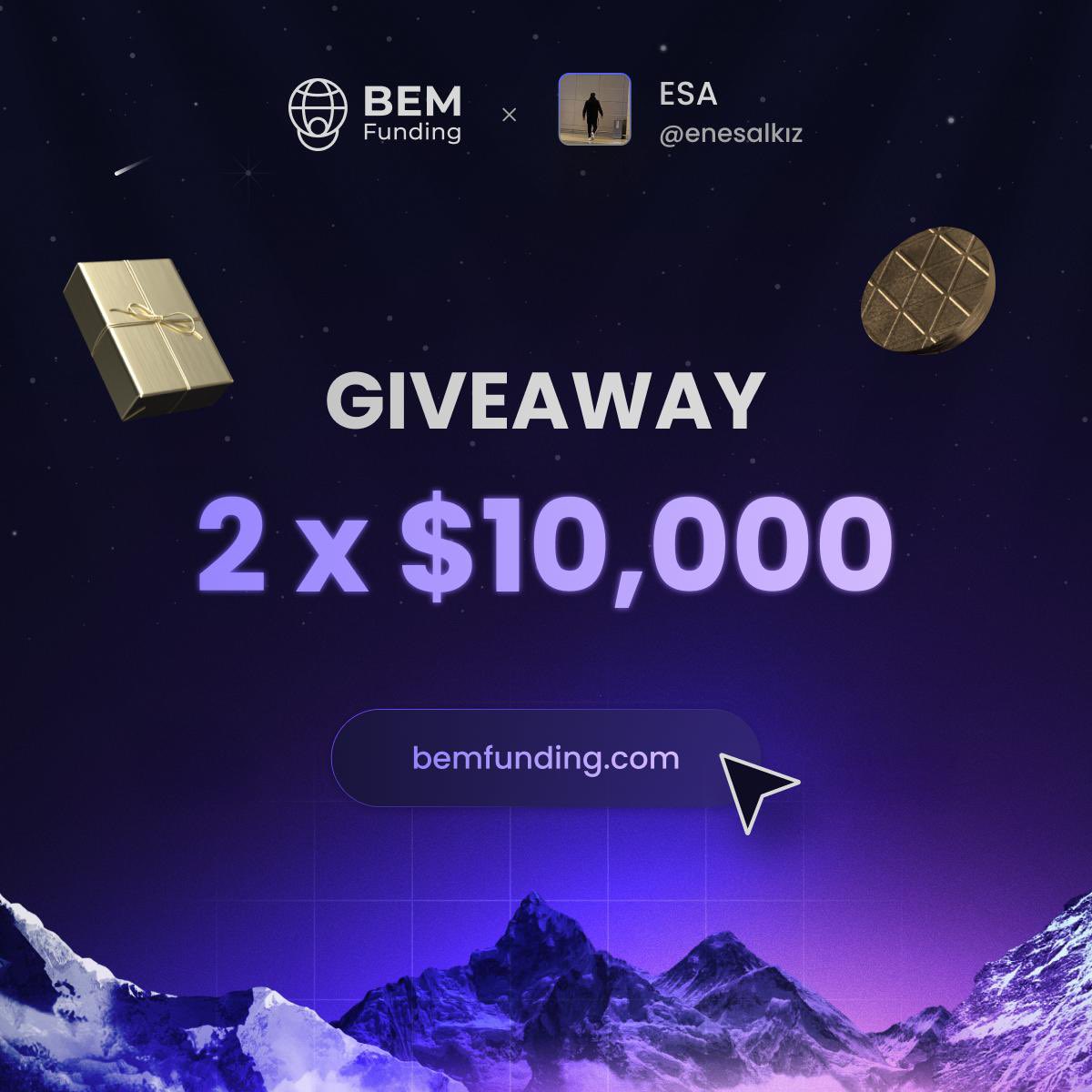 enesalkz's tweet photo. Bem Funding Giveaway 

 2x 10K Fon çekilişi
  
1-) Rt ve beğeni at

2-)@enesalkz ve @BemFunding hesaplarını takip et
  
3-) 2 Arkadaşını etiketle. https://t.co/cANjco9nkJ