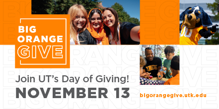 Mark your calendar for this year's Big Orange Give! This annual day of giving invites all of the UT community to give to support programs on campus.
