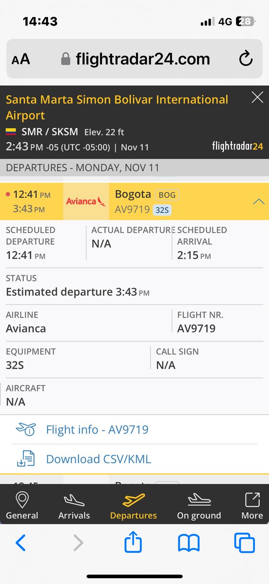 elsitamunoz's tweet photo. @avianca @AerocivilCol  @BOG_ELDORADO  porque
dan prelación  a un vuelo que salía mas tarde antes que a otro si los dos están esperando en SMR-BOG???
ustedes que son tan cumplidos porque no respetan ! https://t.co/7NDlHLAraS