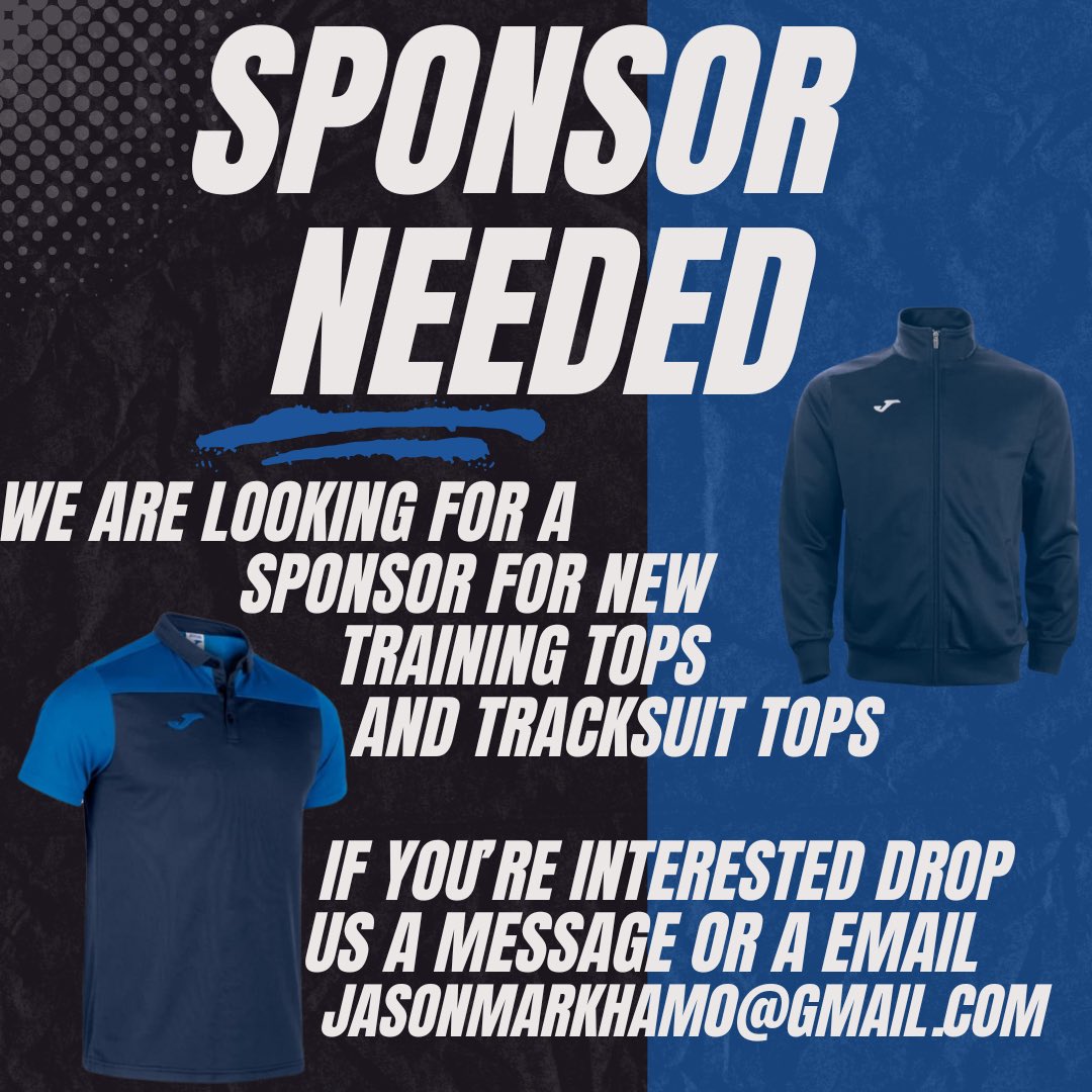 Claydon_FC's tweet image. 🚨 SPONSORSHIP OPPORTUNITY 🚨 

We are looking for sponsorship for new tracksuit tops and training tops! These will be worn at both training and match days as well as being promoted across our social media platforms.

If you’re interested please get in contact!