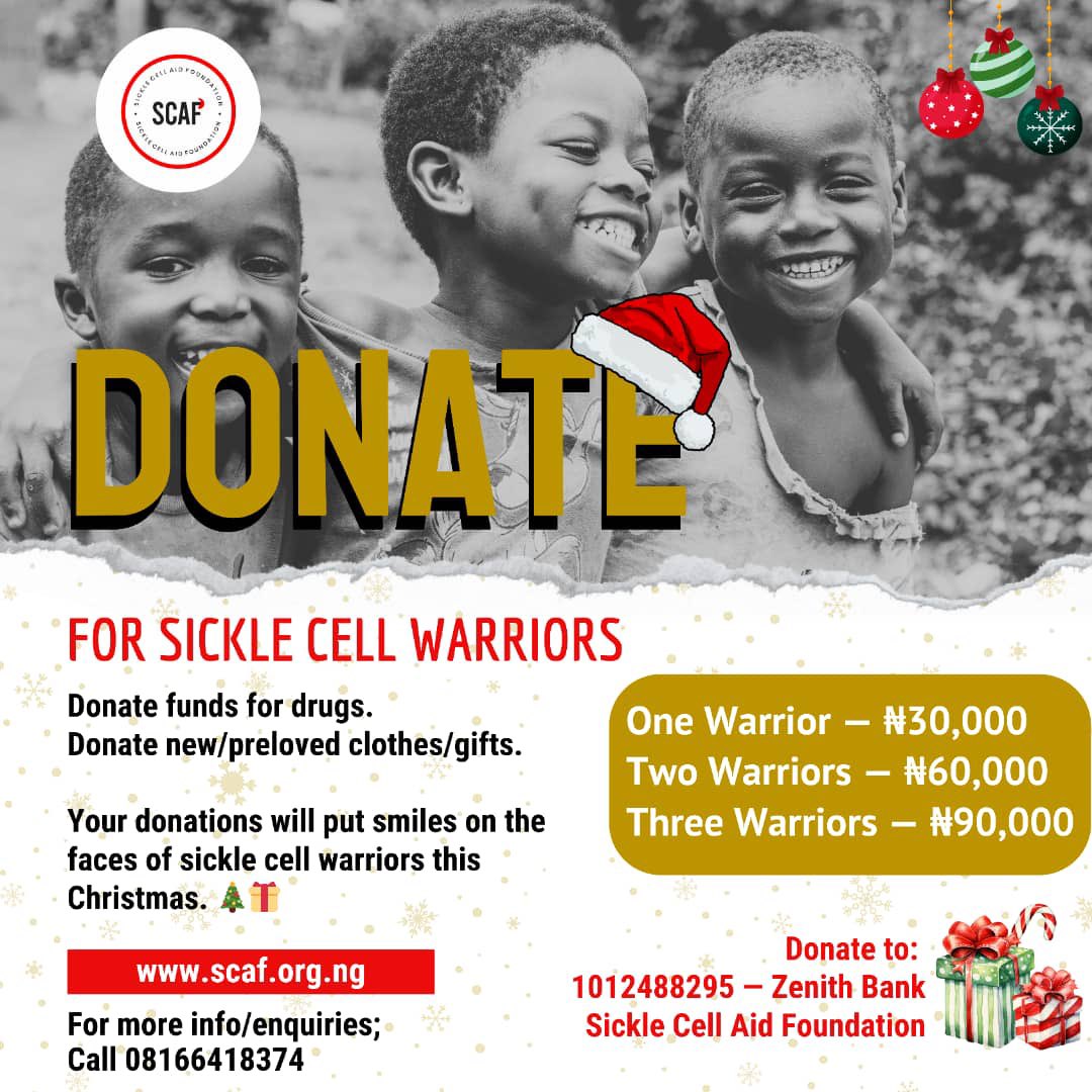 Join us in supporting our brave sickle cell warriors! Your donation can make a world of difference, bringing hope, care, and strength to those fighting this battle every day. Together, let’s bring light to their journey. ❤️ #SickleCellWarriors #DonateForACause #HopeAndHealing