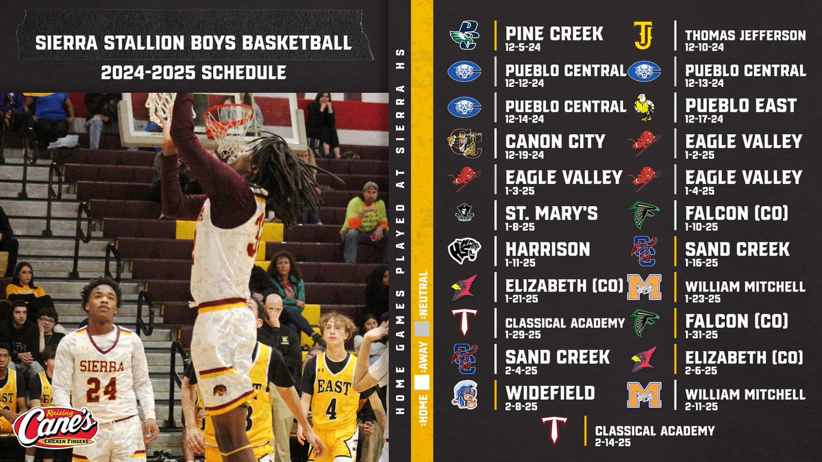 SierraHSsports's tweet photo. SCHEDULE RELEASE: The 2024-2025 Boys Basketball schedule! #StallionUp https://t.co/NoQjQh3Bj5