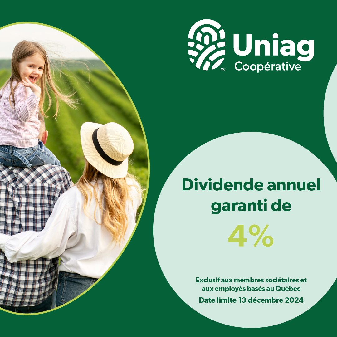 Régime d’investissement coopératif (RIC) 
Du 4 novembre au 13 décembre 2024, investissez et bénéficiez d’un rendement annuel garanti de 4% et d’importantes économies d’impôts.
**À noter que le programme est réservé uniquement aux résidents du Québec.**