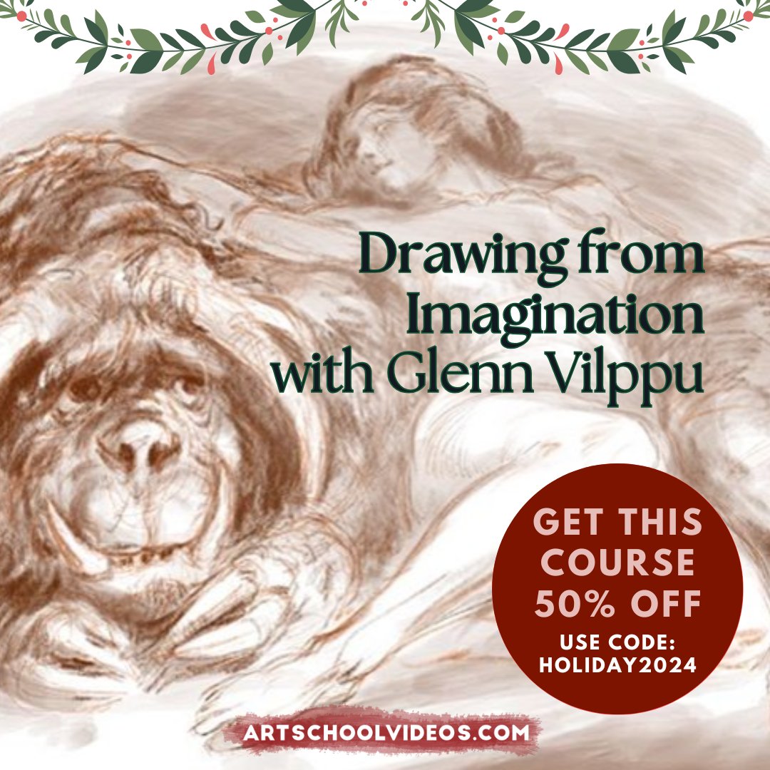 laafa's tweet image. ASV PRE-HOLIDAY SALE: Get 50% off SITE-WIDE on ArtSchoolVideos.com when you check out using code HOLIDAY2024. ⁠
⁠
This week, we are featuring Drawing from Imagination with legendary art instructor Glenn Vilppu! Check our social media each week to see a new featured class!
