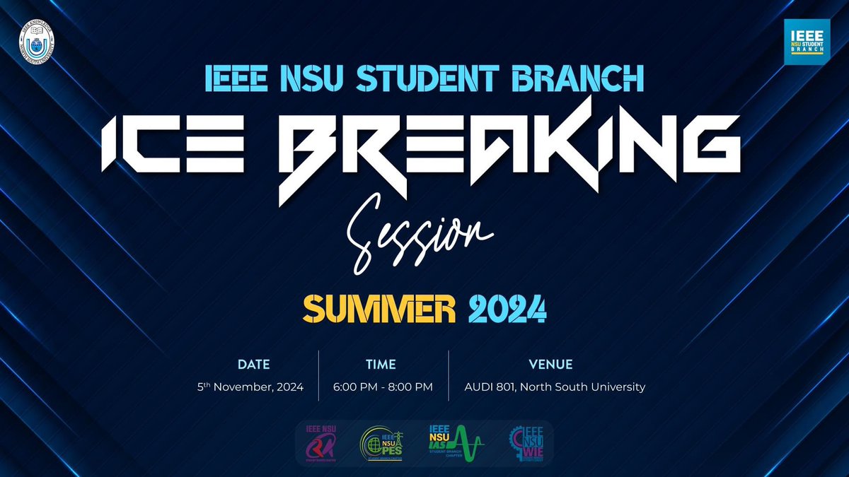 ieeensusb's tweet photo. To extend our warmest greetings to our newly recruited members, the IEEE NSU Student Branch is thrilled to announce the “Ice Breaking Session Summer'24” on the 29th of October,2024. https://t.co/nP76hIitdk