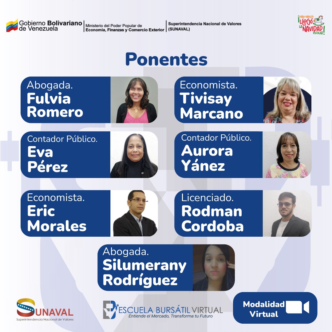 Las inscripciones para el #CursoOnline de Formación para Aspirantes a Asesor de Inversión estarán abiertas entre el 11 y el 15 de noviembre de 2024.

Haz clic en el enlance y fórmate en la #EscuelaBursátilVirtual

ebv.sunaval.gob.ve/ofertas-academ…
#Sunaval #MercadoDeValores