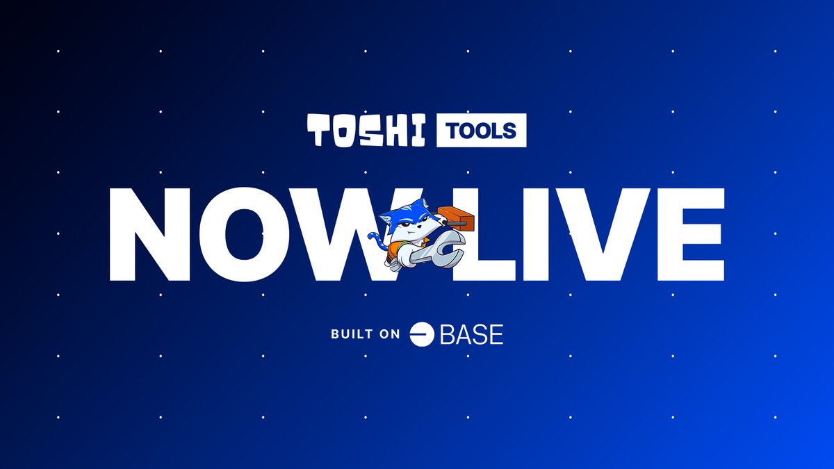 Toshi_base's tweet image. We’re thrilled to announce that Toshi Tools are now LIVE!
The wait is over! Dive into the full suite of Toshi Tools here: tools.toshithecat.com