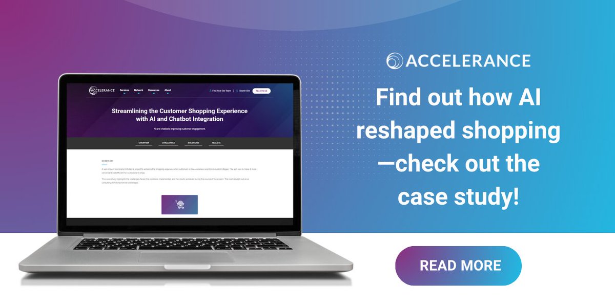 accelerance's tweet image. Retailer boosts customer engagement and sales with Accelerance’s AI and chatbots. Discover more on their blog!
hubs.la/Q02VMd0C0 
#costumersuccess #aichatbots #chatbotintegration #businessgrowth