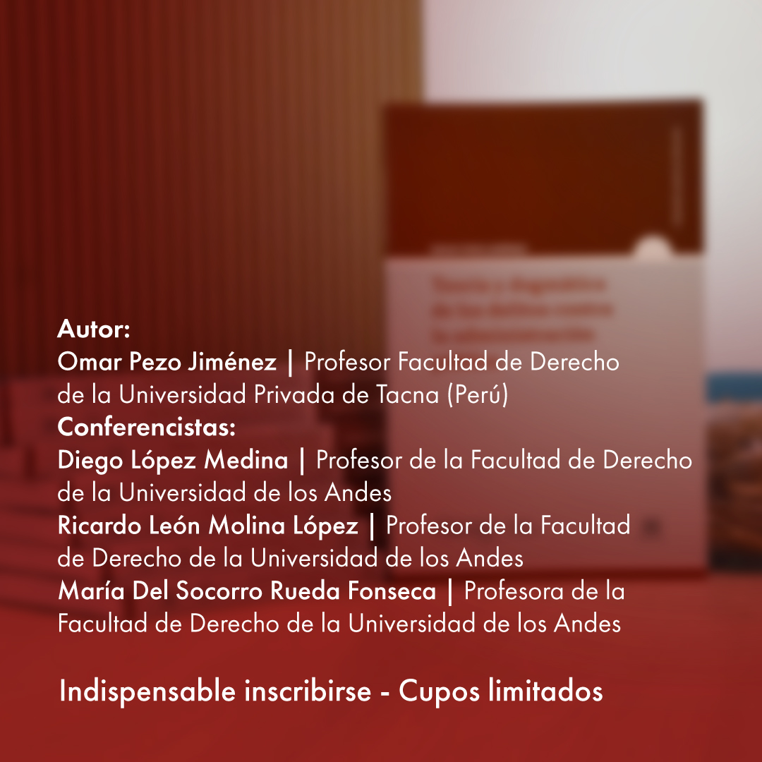🗣️¡No te lo puedes perder! Este 13 de nov. acompáñanos al lanzamiento de "Teoría y dogmática de los delitos contra la administración pública" de Omar Pezo Jiménez, profesor de la Facultad de Derecho, Universidad Privada de Tacna (Perú). Inscripciones 🔊 bit.ly/3YS9xh9