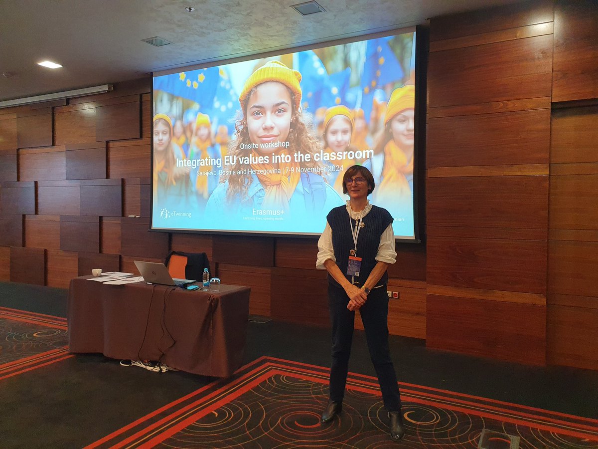 Corinne Pagnoz (@corinnepagnoz) on Twitter photo Séminaire Européen eTwinning à Sarajevo.
"Integrating EU values into the classroom". 94 participants et 32 pays représentés. De beaux moments de partage entre partenaires européens autour des valeurs de l'Europe.Des projets en perspective. Séminaire Européen eTwinning à Sarajevo.
"Integrating EU values into the classroom". 94 participants et 32 pays représentés. De beaux moments de partage entre partenaires européens autour des valeurs de l'Europe.Des projets en perspective.