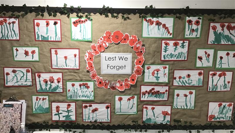The Ducklings have enjoyed creating their beautiful poppy artwork this week and we have now used this to make a wonderful Remembrance display in Nursery.