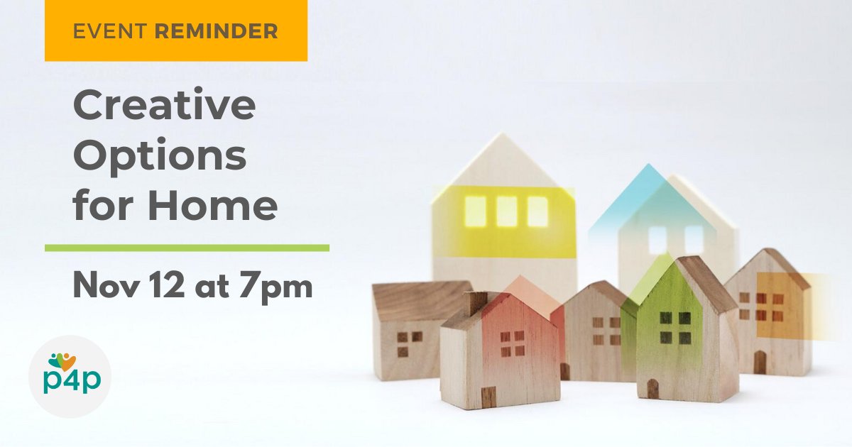 Our Creative Options for Home Webcast airs TONIGHT, November 12th at 7:00 pm. 

Join us as we share insights into some of the steps you can take to develop a creative, individualized housing plan.

Register at the link here: bit.ly/48qkeuu
