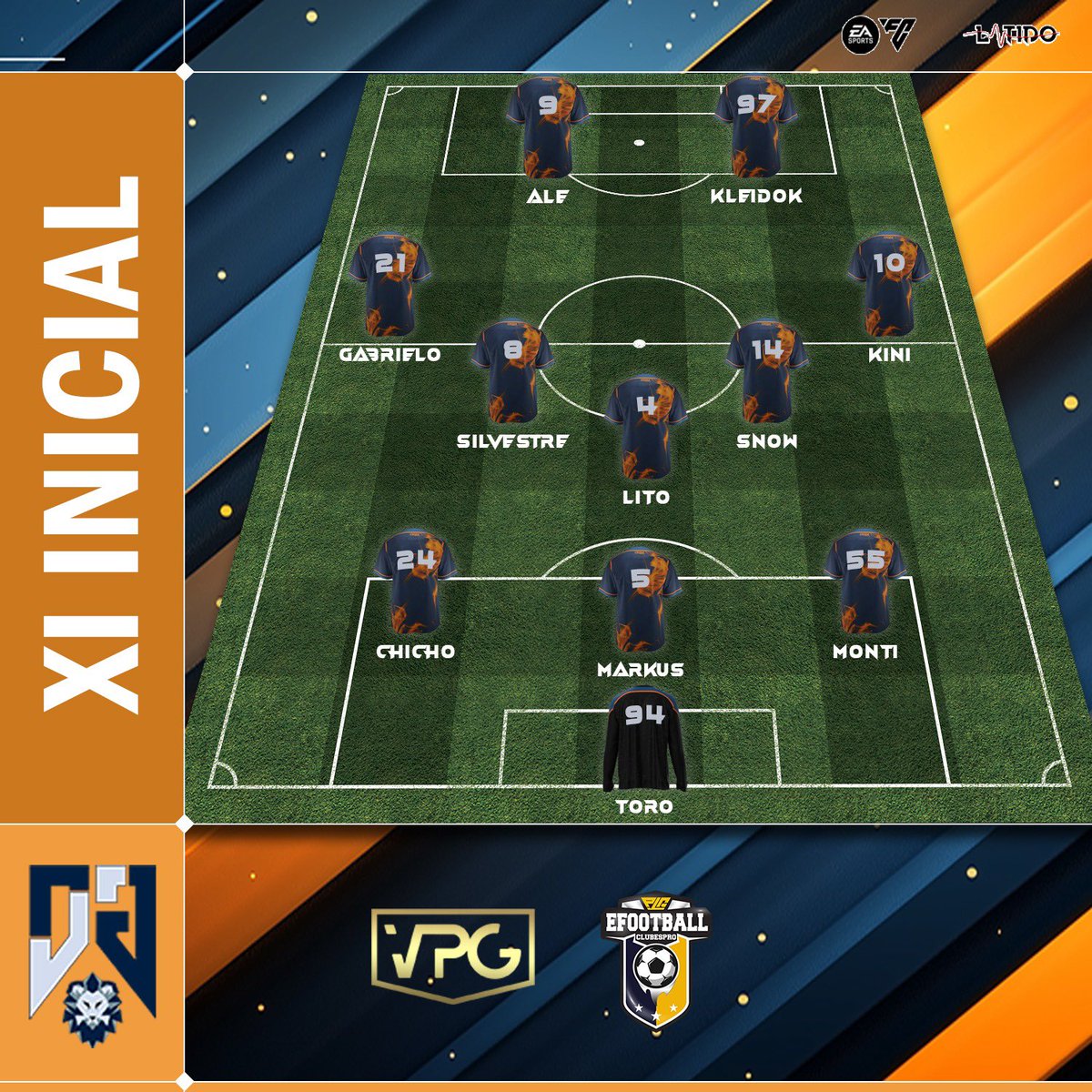 📋 XI INICIAL | <a href="/TeamOgmios/">Team Ogmios</a> 

👉🏻 Estos son los jugadores que disputarán hoy la jornada.

<a href="/OfficialVPG/">Virtual Pro Gaming</a> 
<a href="/PLGeFootBall/">PLG España</a> 

📺 En directo YA, desde las 21:45h twitch.tv/KiniJFB

#GoOgmios 🦁🟠⚫️