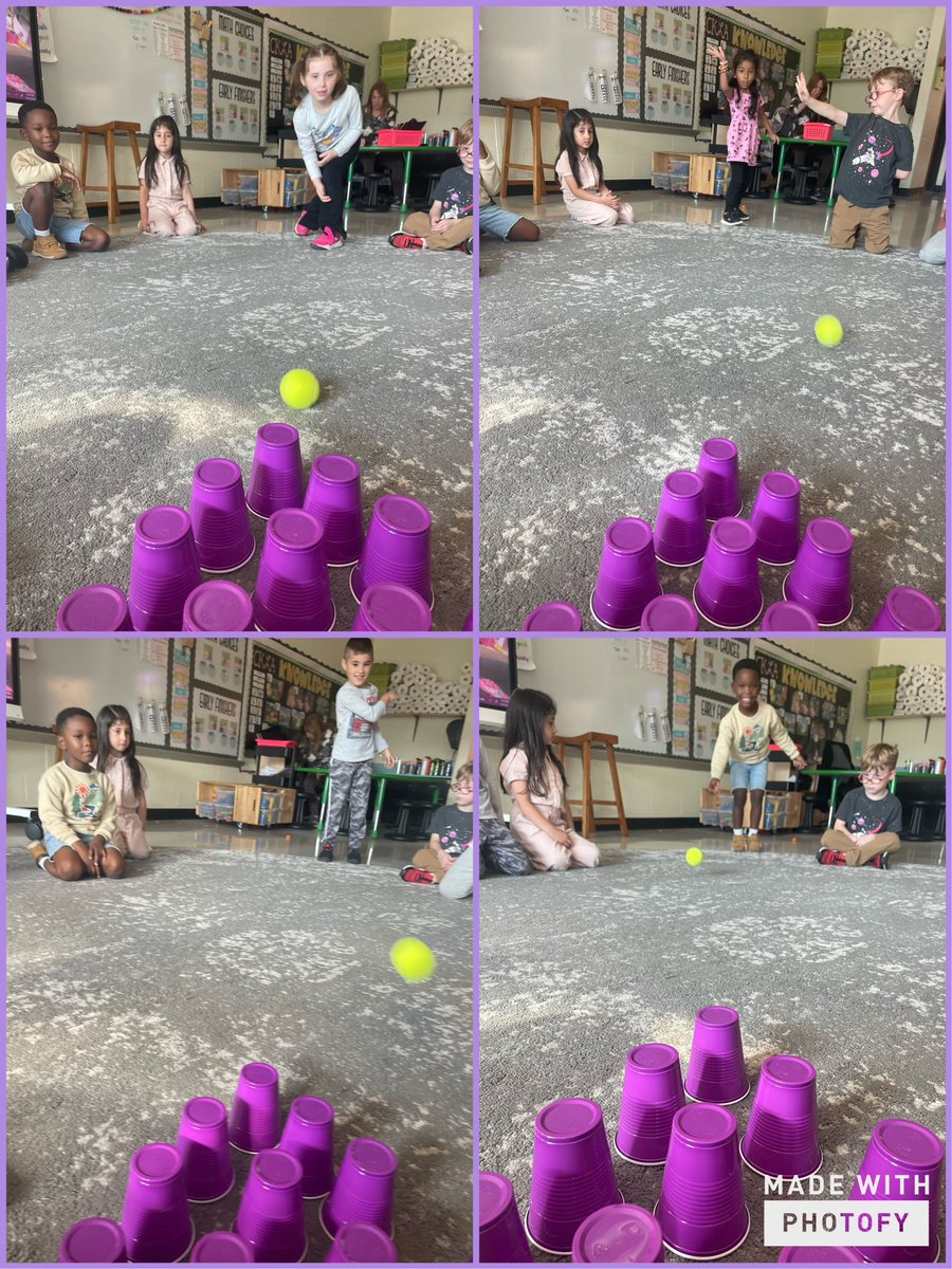 Some practice bowling after our Mystery Science lesson! How much force do we need to knock down all the cups?