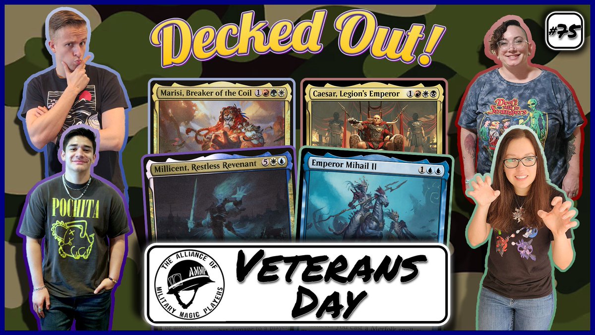 Decked Out Commander (@deckedoutedh) on Twitter photo New Episode!
Today we invited active and retired military members to celebrate Veterans Day.
Guests: <a href="/QueenoCardboard/">Beth Duff - Queen of Cardboard</a> <a href="/MTG_Baron/">Brendan Rollin Temur Terror 🌲💧🔥</a> and <a href="/SenpapiGabe/">Senpapi Gabe</a>
Special thanks to <a href="/AMMPTaskForce/">Alliance of Military Magic Players (AMMP)</a> for helping us bring in today's guests.
➡️youtu.be/DGu-WMmmfJ0 New Episode!
Today we invited active and retired military members to celebrate Veterans Day.
Guests: <a href="/QueenoCardboard/">Beth Duff - Queen of Cardboard</a> <a href="/MTG_Baron/">Brendan Rollin Temur Terror 🌲💧🔥</a> and <a href="/SenpapiGabe/">Senpapi Gabe</a>
Special thanks to <a href="/AMMPTaskForce/">Alliance of Military Magic Players (AMMP)</a> for helping us bring in today's guests.
➡️youtu.be/DGu-WMmmfJ0