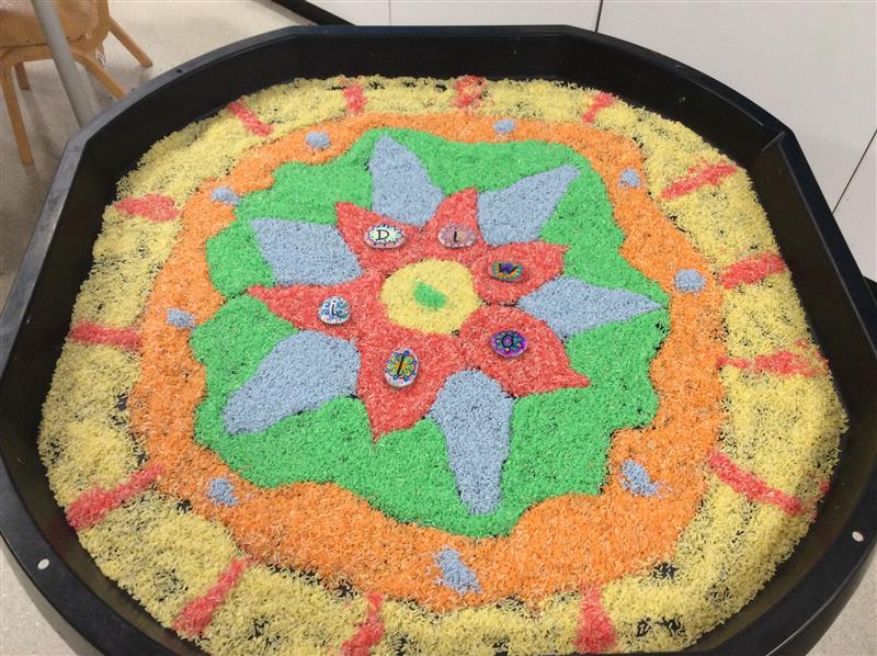 Reception have been learning about Diwali - The festival of light, the children have used different skills to create their own Diya lamps from clay and created Rangoli patterns using different materials.