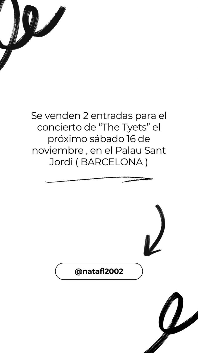 Se venden 2 entradas para el concierto de “The Tyets” el próximo sábado 16 de noviembre en el Palau Sant Jordi de Barcelona 🤍 toda difusión es agradecida ✨🫶🏻