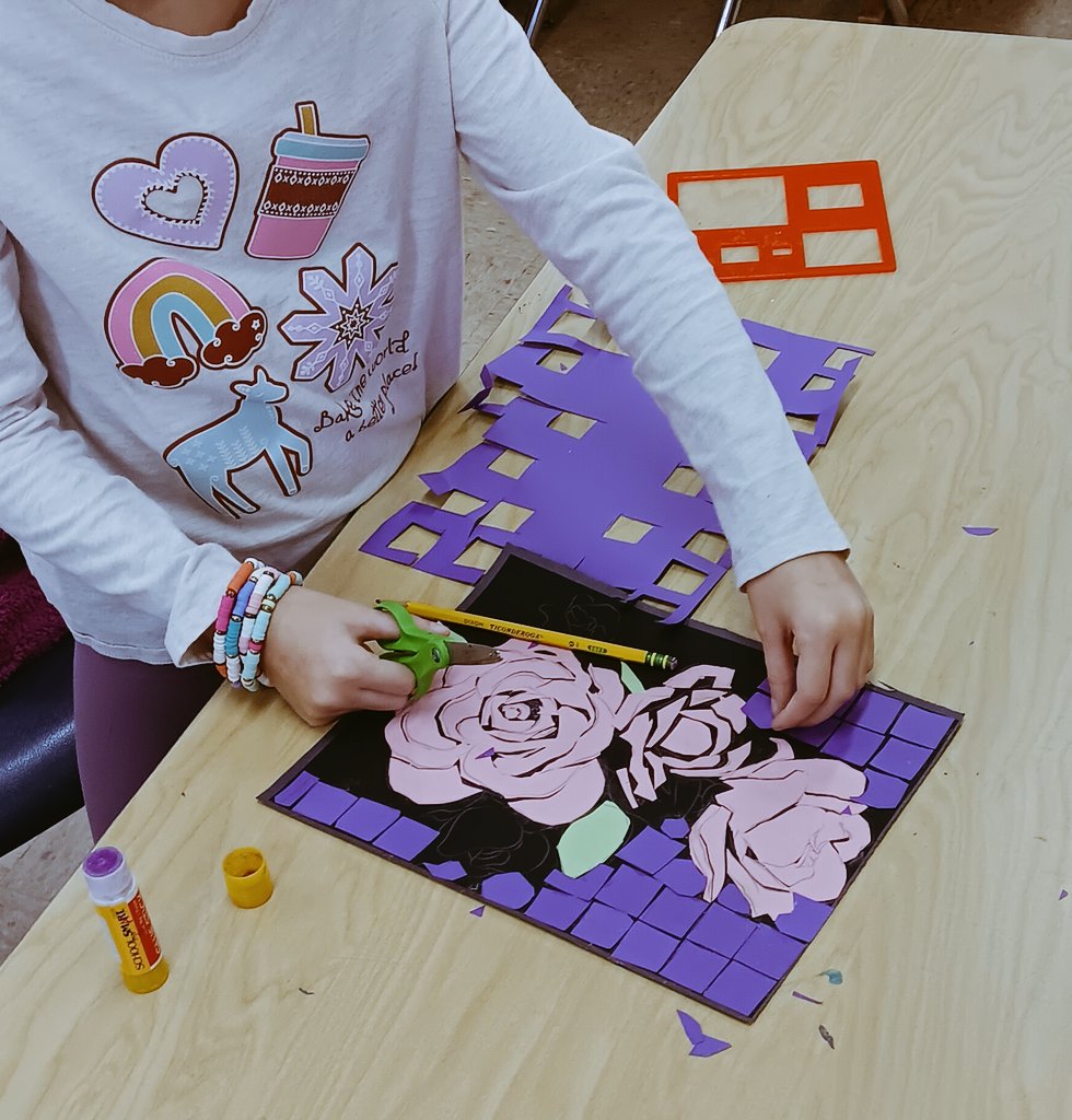 3rd Grade - Almost finishing up with the Mosaic art. Looks promising!