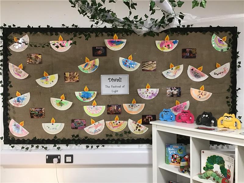 The Ducklings’ art work, from their recent learning, is now being proudly displayed in Nursery.

We certainly have learned a lot about the seasons changing and what happens in autumn, the work of Japanese artist Yayoi Kusama and the festival of Diwali.