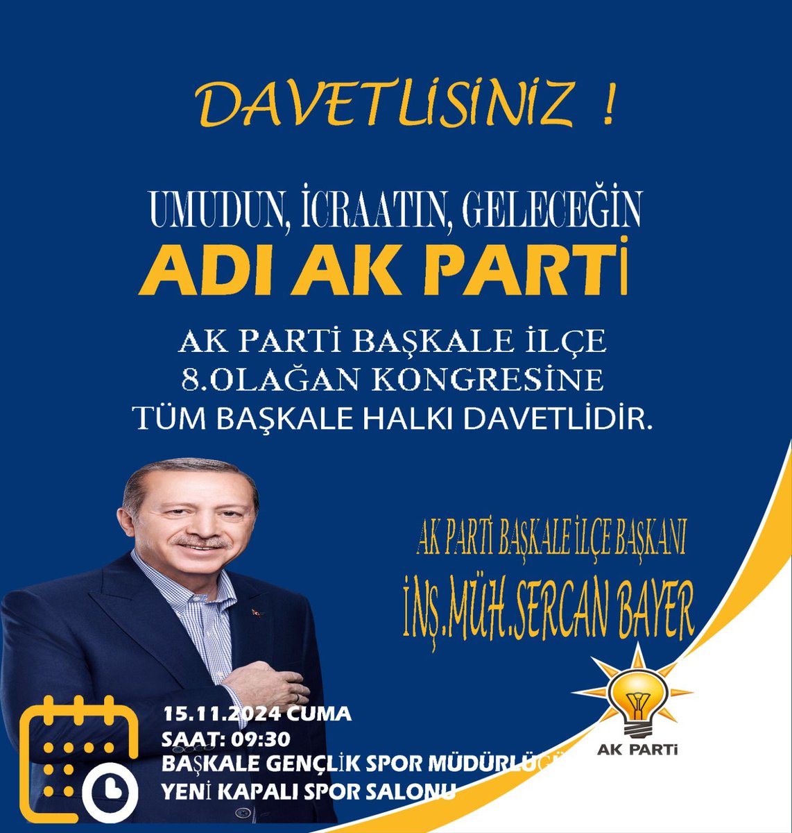 akBaskale6's tweet photo. Başkale 8.Olağan ilçe Kongremize Tüm Başkale Halkımız davetlidir.
#Baskale
@AK_PartiVan
@emreguray65
@sercanbayer88
@sinbasak
@MSErdinc
@AkKadinBaskale
@BaskaleAkgenclk https://t.co/I2SOLg4lIQ