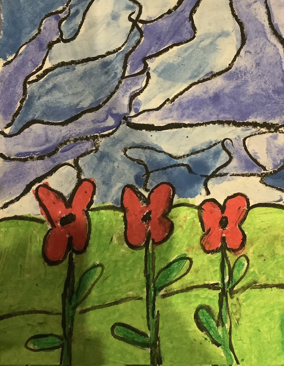 fjeffrey76's tweet photo. Our beautiful Poppy Day artwork created with watercolor paints and oil pastels. #RemembranceDay2024 https://t.co/DsVsTQBRba