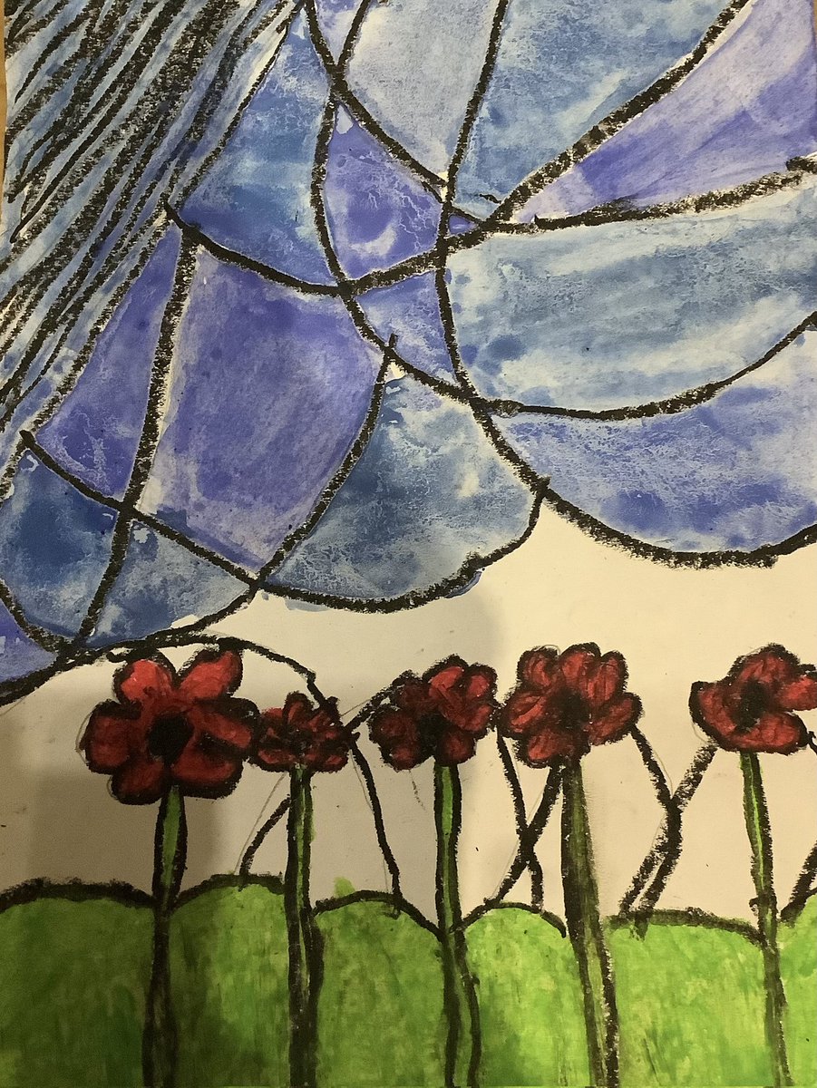 fjeffrey76's tweet photo. Our beautiful Poppy Day artwork created with watercolor paints and oil pastels. #RemembranceDay2024 https://t.co/DsVsTQBRba