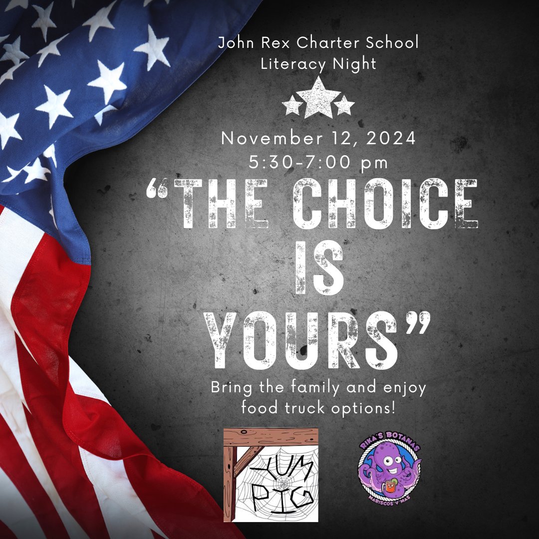 Join us for a fun and engaging night at Literacy Night! Each grade level will be providing fun and unique ways to develop a love for learning! We'll also have food trucks ready to make tomorrow an easy dinner night! Bring the whole family!