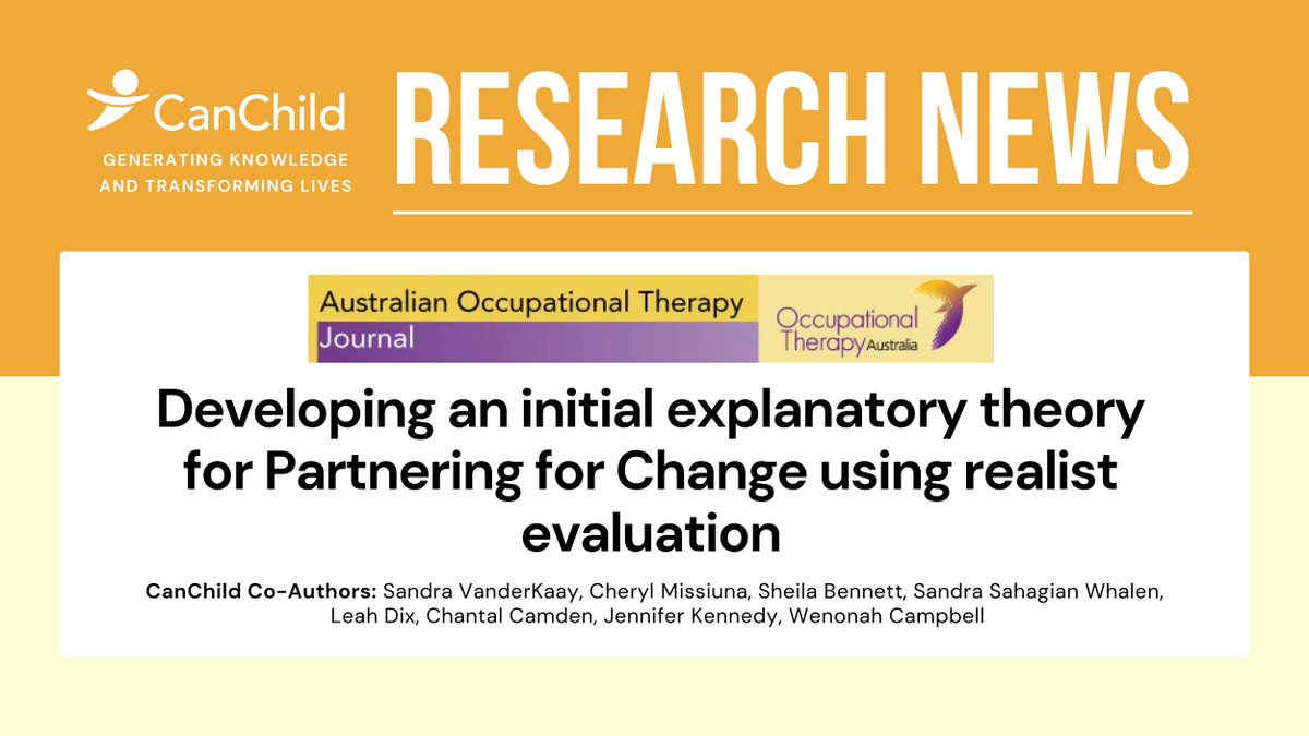 canchildcentre's tweet photo. Partnering for Change School-Based Occupational Therapy Services (P4C) has developed an explanatory theory using realist evaluation to guide its implementation in diverse contexts, advancing knowledge on how and why P4C works best.

Read more: https://t.co/YgHZqkMk8e https://t.co/N566jeZZvb
