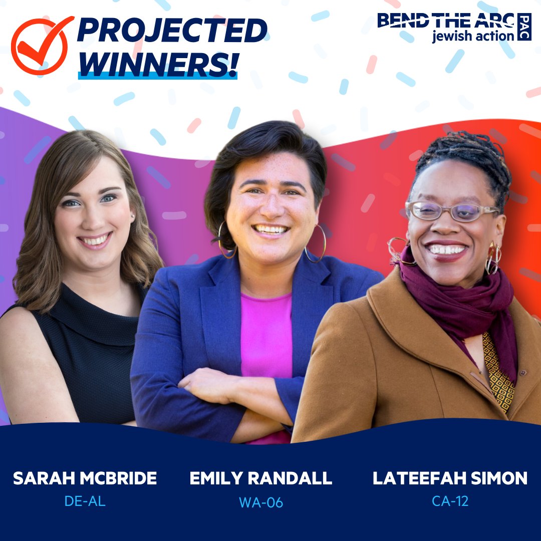 Bend the Arc: Jewish Action (@jewishaction) on Twitter photo <a href="/Bonnie4Congress/">Bonnie Watson Coleman</a> <a href="/janschakowsky/">Jan Schakowsky</a> <a href="/MarkPocan/">Mark Pocan</a> <a href="/RosenforNevada/">Jacky Rosen</a> Bend the Arc PAC is extremely proud to have endorsed Rep.-elects <a href="/SarahEMcBride/">Sarah McBride</a>, <a href="/lateefahsimon/">Lateefah Simon</a>, and <a href="/EmilyRandallWA/">Emily Randall</a>, three history-making new progressives, in their successful House campaigns. We're so excited to work with these wonderful new Congresswomen in the years to come! <a href="/Bonnie4Congress/">Bonnie Watson Coleman</a> <a href="/janschakowsky/">Jan Schakowsky</a> <a href="/MarkPocan/">Mark Pocan</a> <a href="/RosenforNevada/">Jacky Rosen</a> Bend the Arc PAC is extremely proud to have endorsed Rep.-elects <a href="/SarahEMcBride/">Sarah McBride</a>, <a href="/lateefahsimon/">Lateefah Simon</a>, and <a href="/EmilyRandallWA/">Emily Randall</a>, three history-making new progressives, in their successful House campaigns. We're so excited to work with these wonderful new Congresswomen in the years to come!
