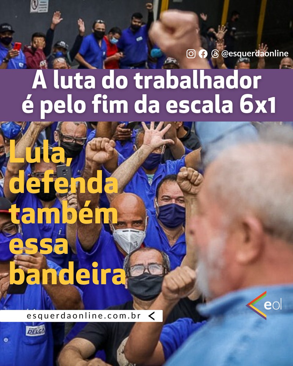 FIM DA ESCALA 6x1 | O fim da escala 6x1 tem sido o assunto mais debatido nas redes sociais, na imprensa e nas ruas. Não é por acaso. Esse regime de trabalho é desumano, sobrecarrega o trabalhador e tira dele o tempo do lazer, do estudo e do descanso.
