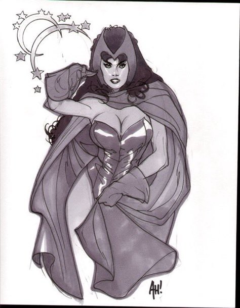 wandamaximother's tweet photo. scarlet witch by adam hughes https://t.co/mYVfCP9tHe